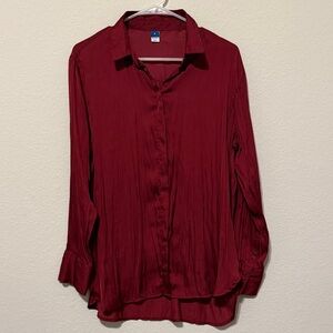 Old Navy Deep Red Button Down Shirt